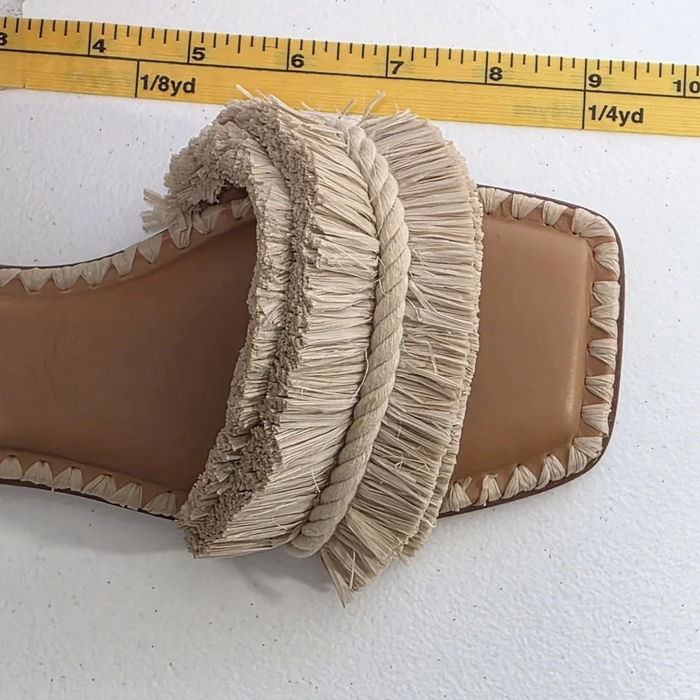 Antonio Melani x The Nat Note Madruga Sandals Braided Raffia Flat Slide Sz 6 New